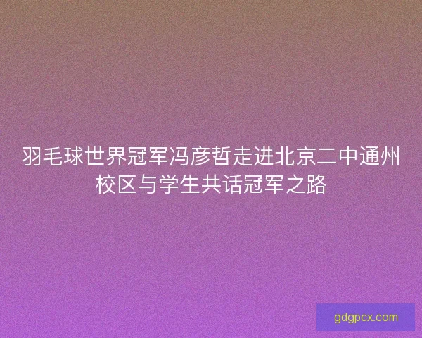 羽毛球世界冠军冯彦哲走进北京二中通州校区与学生共话冠军之路