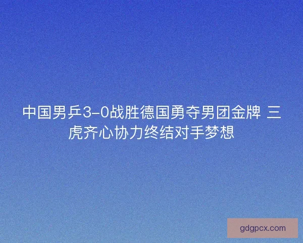 中国男乒3-0战胜德国勇夺男团金牌 三虎齐心协力终结对手梦想