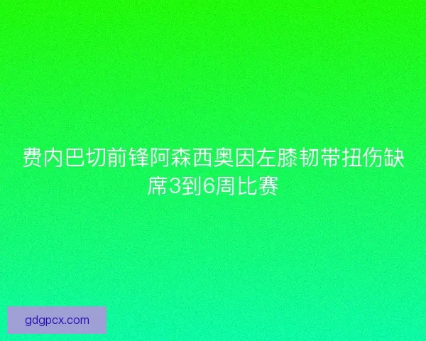 费内巴切前锋阿森西奥因左膝韧带扭伤缺席3到6周比赛